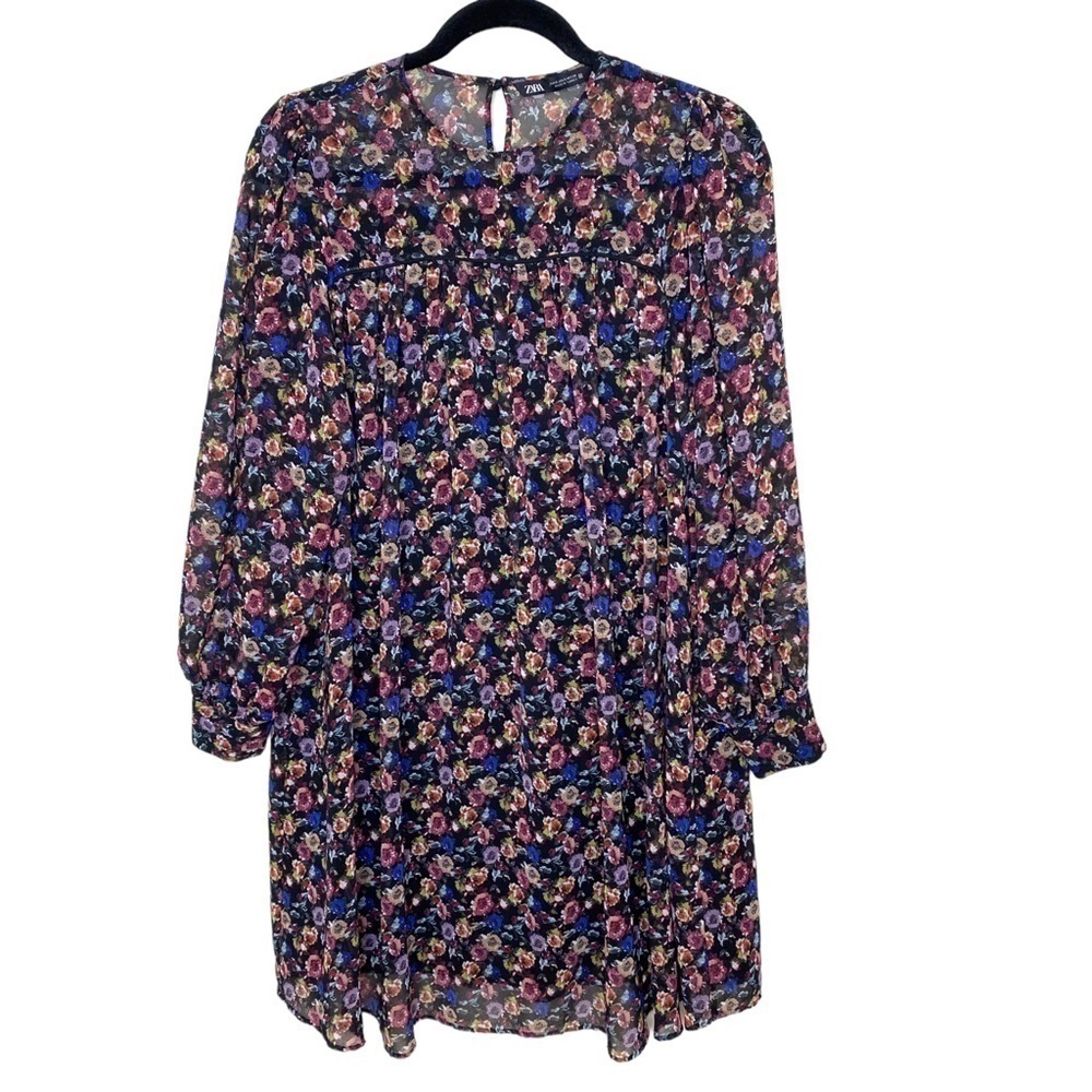 ZARA Multicolour Floral Prairie Long Sleeve Dress